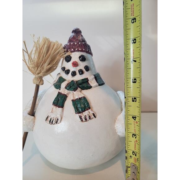 Snowman Gourd Folk Art Figurine 1988 Enesco Vicki Thomas Signed "Read" - Picture 8 of 13